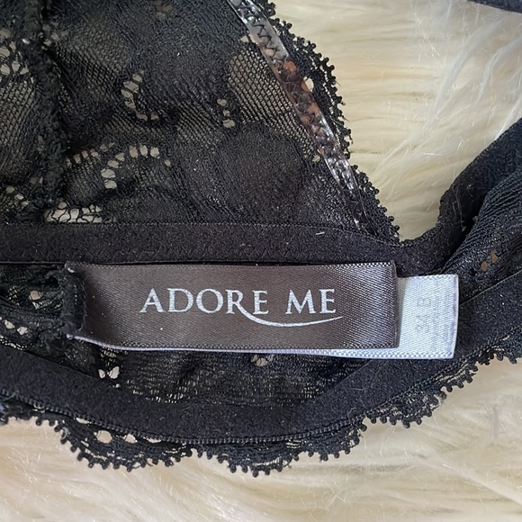 Adore me black criss cross back lacy detailed bra sz 34B front clasp padded - Picture 8 of 17